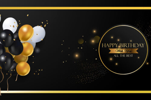 FREE Gold & Black Balloon Birthday Banners