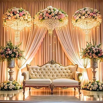 Luxurious Floral Wedding Stage Design: Regal Sofa & Flowers Inspirations