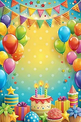 Free Cute Star Balloon Birthday Background