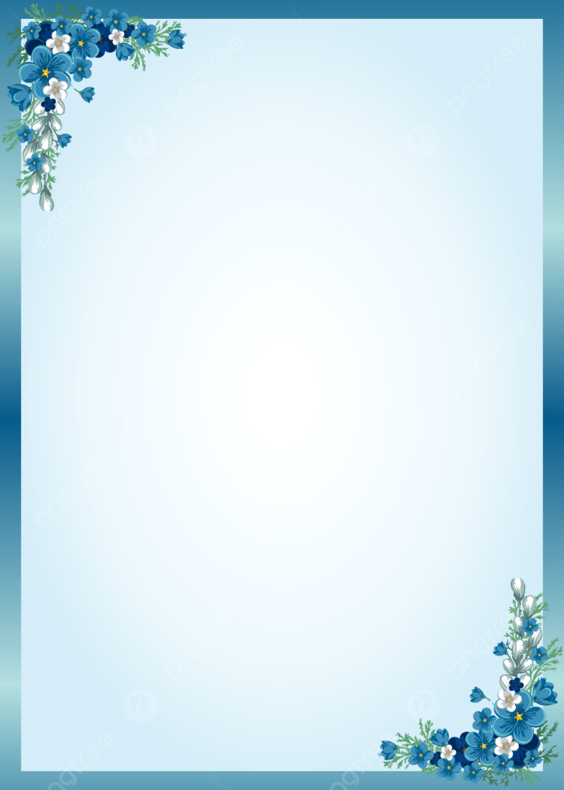 Free Blue Flower Wedding Invitation Templates