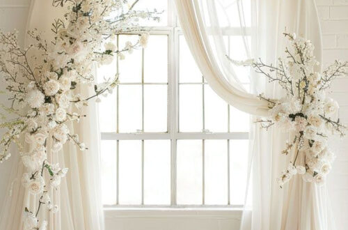 Blossoming Beauty: 8ft Wrinkle-Free Floral Window Decorations