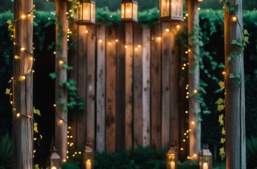 Glowing Lantern Garden Aisle