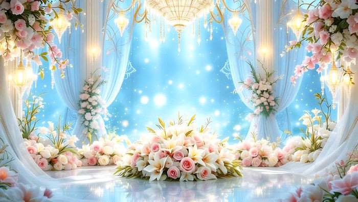 Free Blue Floral Wedding Backgrounds to Download
