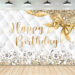 Simple Gold and White Birthday Backdrop Ideas