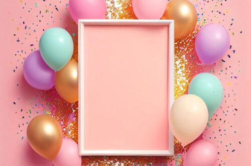 Pastel Paradise: Colorful Balloons Fill a Bright White Sky