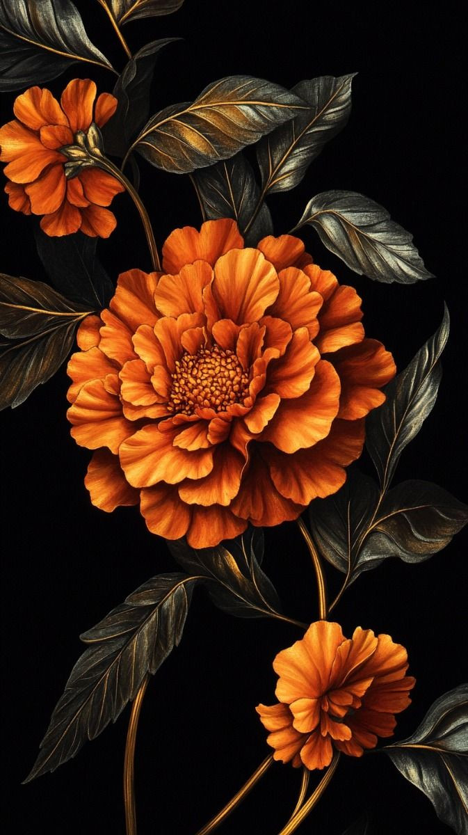 Dramatic Gothic Flowers on Black Darkness Wallpapers