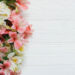 White Wood Background With Fresh Blooms