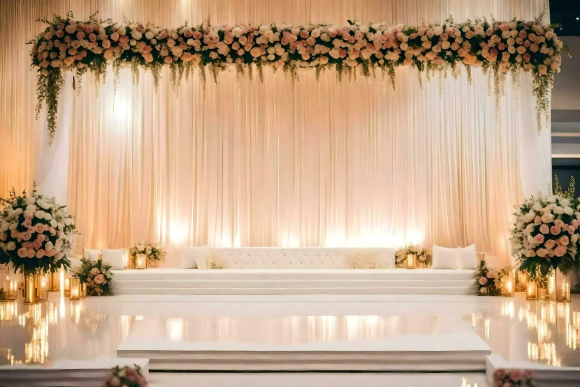 Free AI-Generated Wedding Ceremony with Romantic White & Pink Flowers