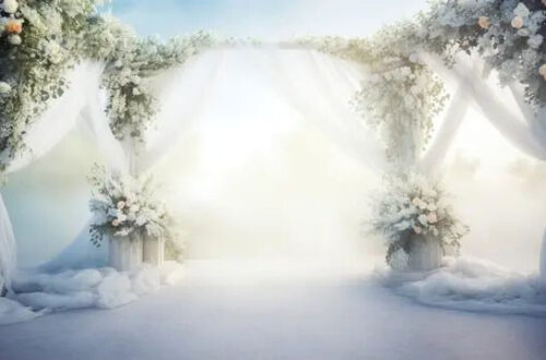 Dreamy White Wedding Arch in the Sky Dreamy White Wedding Arch in the Sky