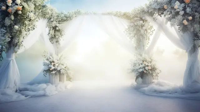 Dreamy White Wedding Arch in the Sky