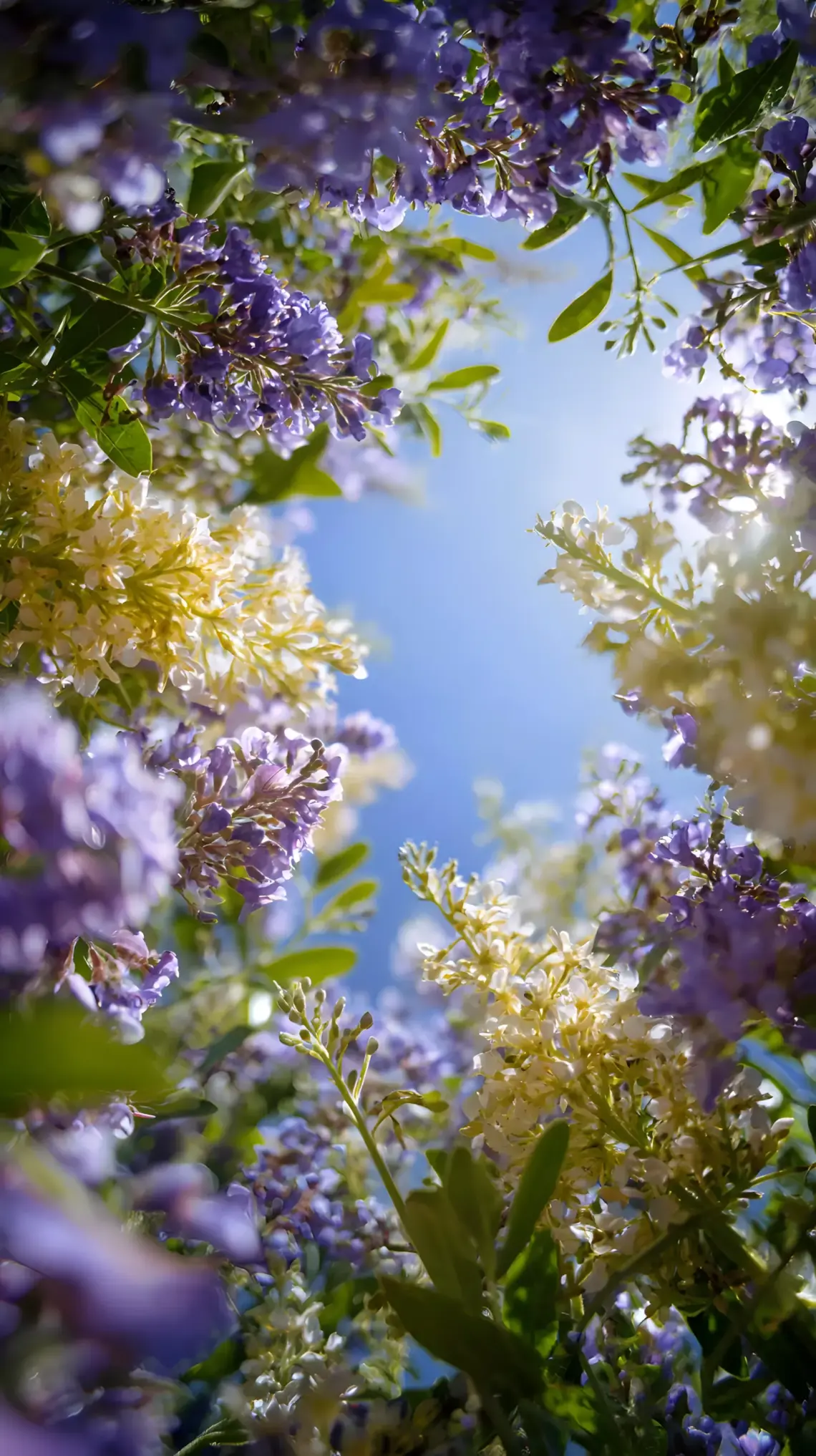 Purple Paradise: Ethereal Floral Scene Wallpaper