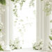 White Wedding Magic: Elegant Flowers Transform Columns into a Dreamy Botanical Backdrop