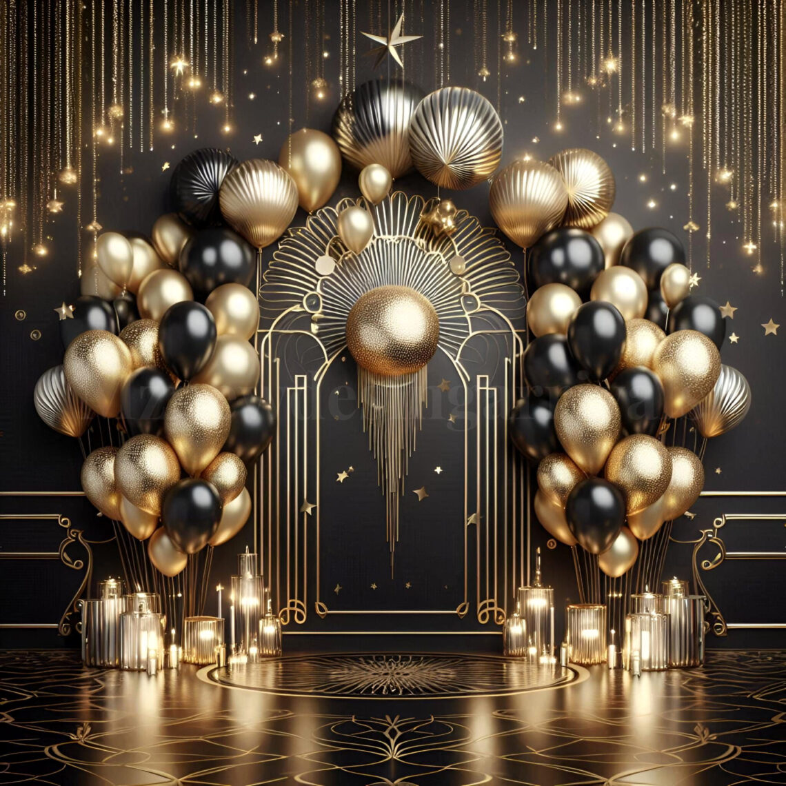 Golden Glamour Photo Backdrop