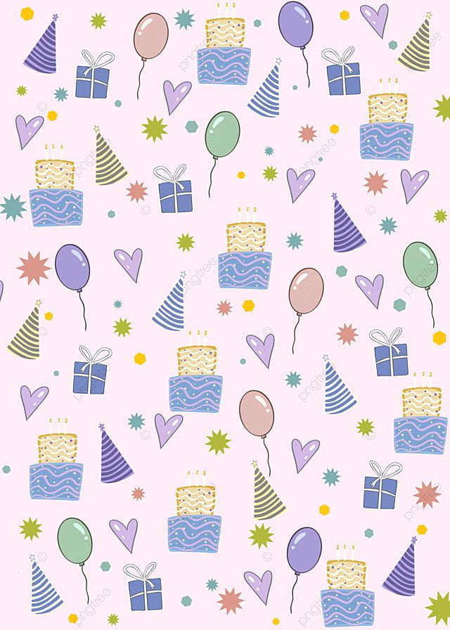 Free Birthday Cake Background with Balloons