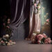 Mystical Vintage Elegance: Velvet Drapes & Flowers