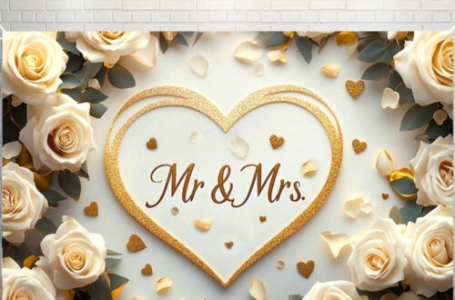 Luxurious Wedding Banner — Gold Heart & Rose Photo Deco Luxurious Wedding Banner — Gold Heart & Rose Photo Deco