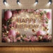 Elegant Pink Birthday Backdrop: Floral & Gold Glam Elegant Pink Birthday Backdrop: Floral & Gold Glam