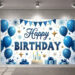 Blue Gold Birthday Party Background: Perfect Balloon Star Celebration Design