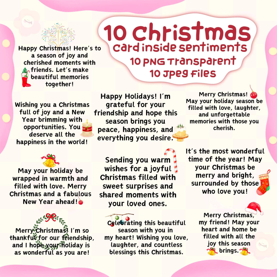 Magical Christmas Card Quotes: Instant Editable Digital Stamps