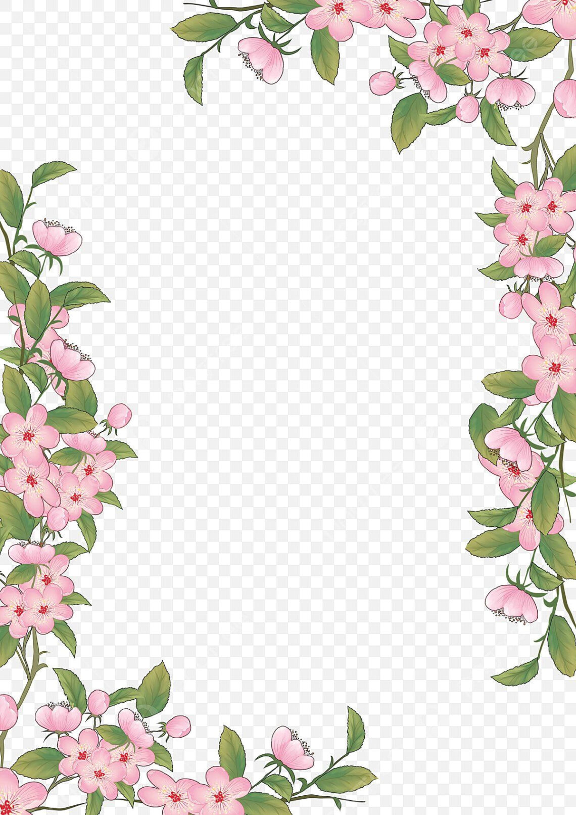 Free Pink Flower Border PNG