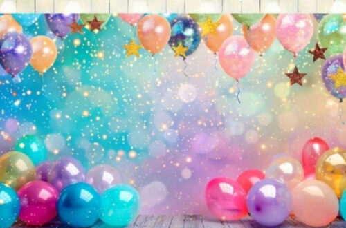 Vibrant Party Backdrops: Colorful Balloons & Glittering Stars for Birthday Magic