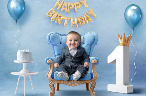 Celebrate 1st Birthday in Style: Blue Swing Backdrop Celebrate 1st Birthday in Style: Blue Swing Backdrop