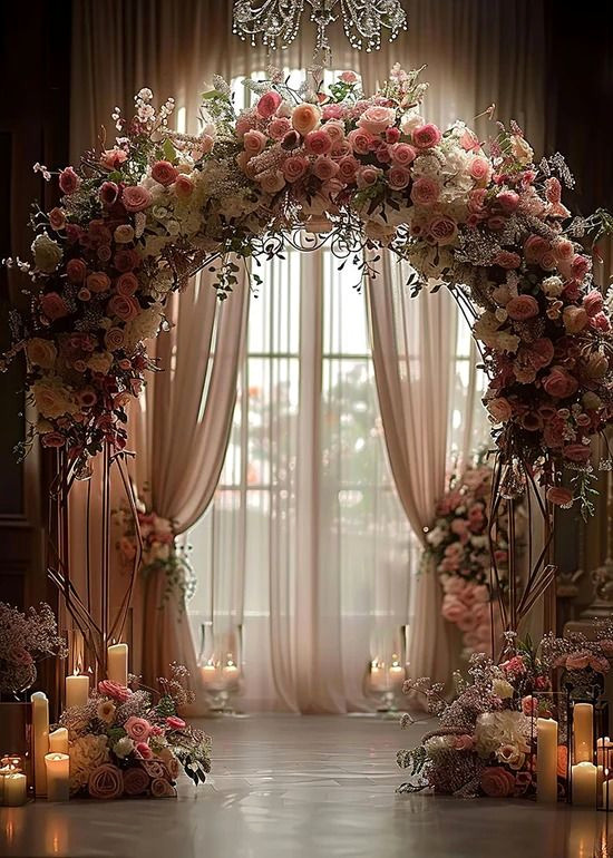 Blush Bliss: Pink Flower Arch Wedding Backdrop Inspiration
