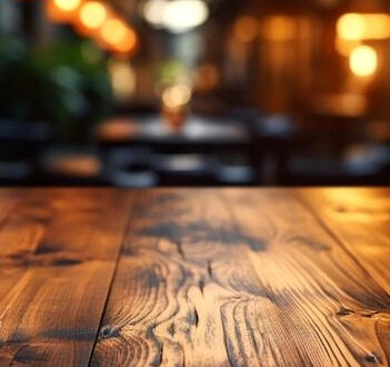 Wooden Tabletop Magic: Elevate Your Restaurant Ambiance with Vertical Wallpaper