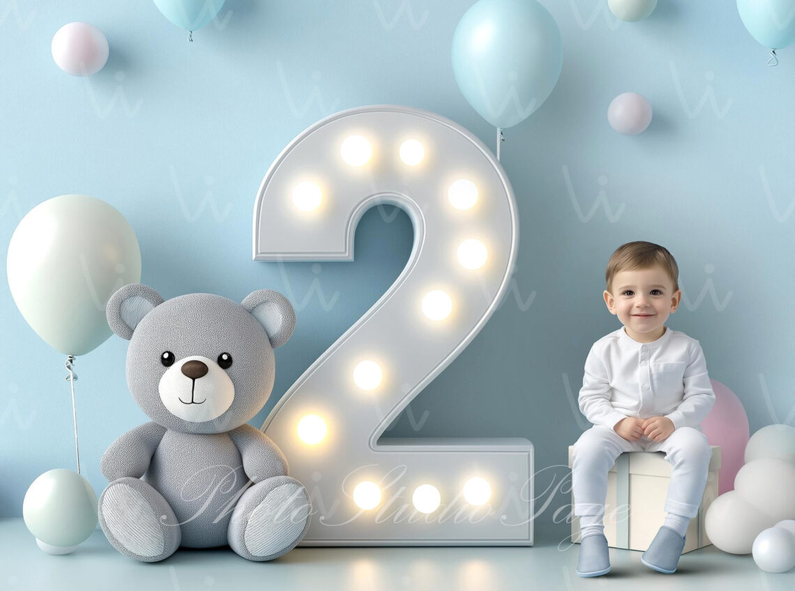 Baby Boy Blue Backdrop for 2nd Birthday