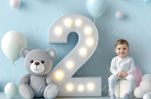 Baby Boy Blue Backdrop for 2nd Birthday