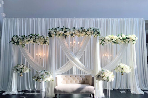 Ethereal Romance: White Draped Florals + Crystal Magic