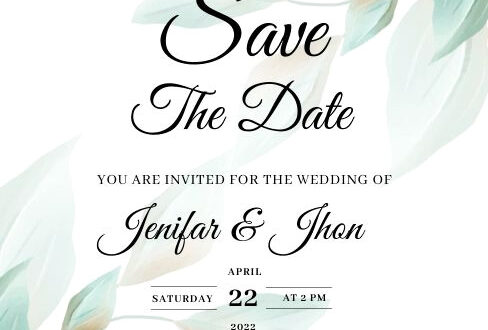 Elegant Green Leaf Wedding Save the Date
