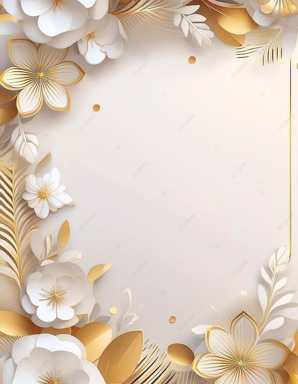 Gold & White Blooms: Free Wedding Invitation Background
