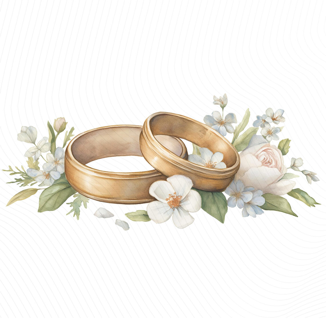 Golden Floral Wedding Rings — FREE Watercolor Clipart