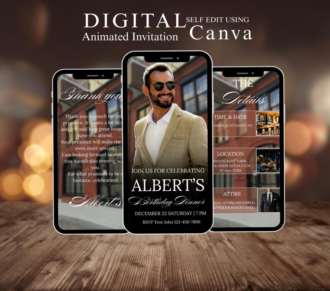 Elevate His Birthday: Editable Luxury Invitation Template