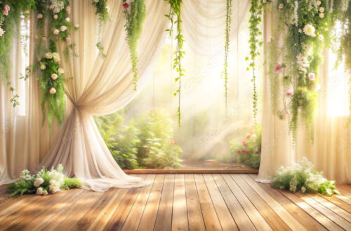 Dreamy Garden Oasis: Soft Sunlight Meets Floral Bliss