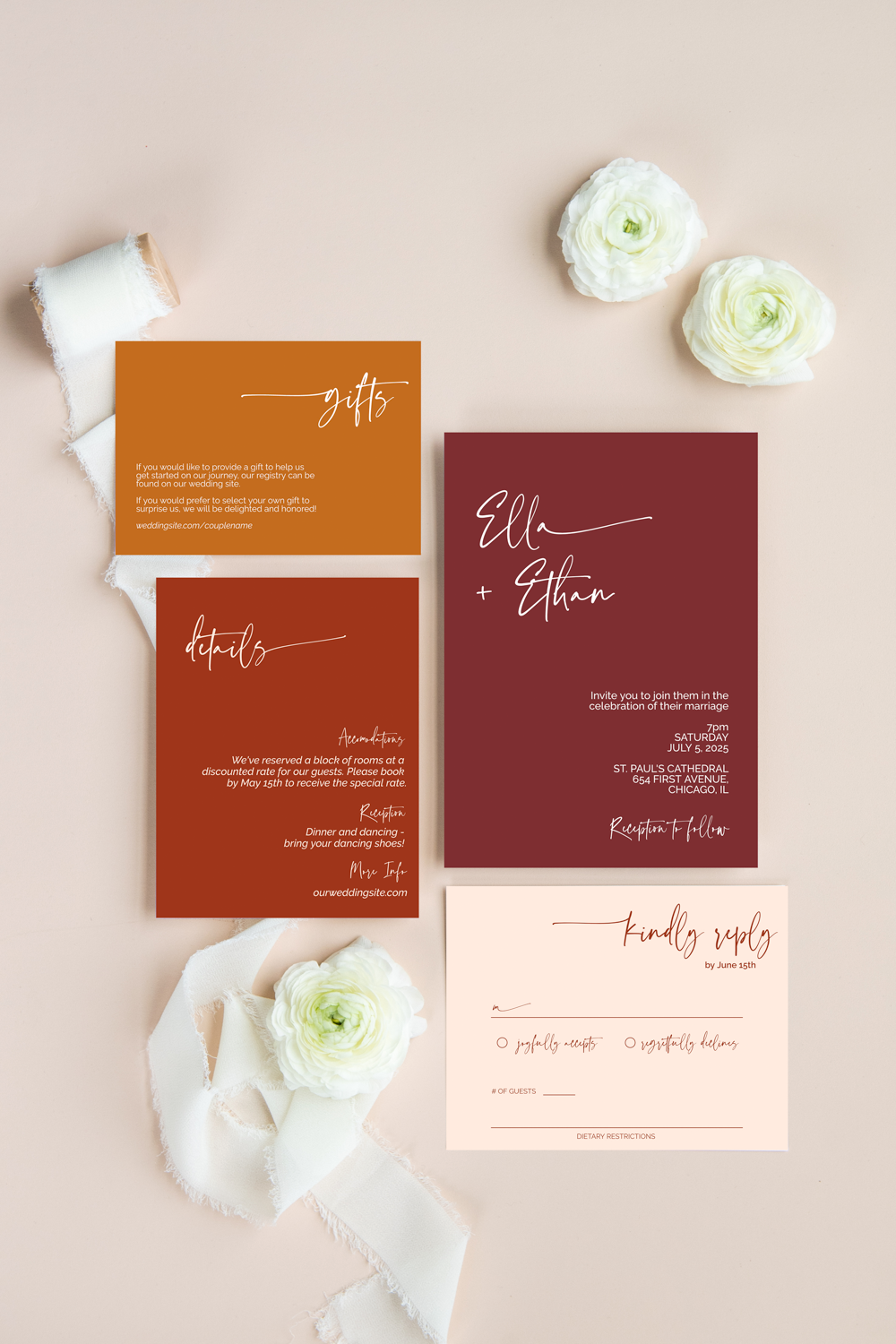 Autumn Minimalist Wedding Invitations