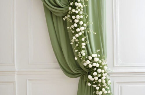 Ethereal Green Wedding Backdrop with Floral Elegance