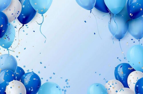 Blue and White Balloons Pop Against a Bright Blue Background