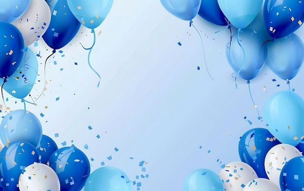 Blue and White Balloons Pop Against a Bright Blue Background