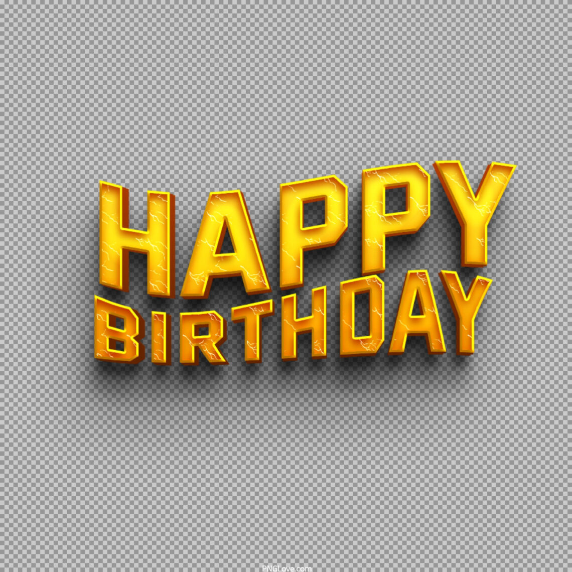 3D Golden Birthday Wishes Graphics (Transparent PNG)