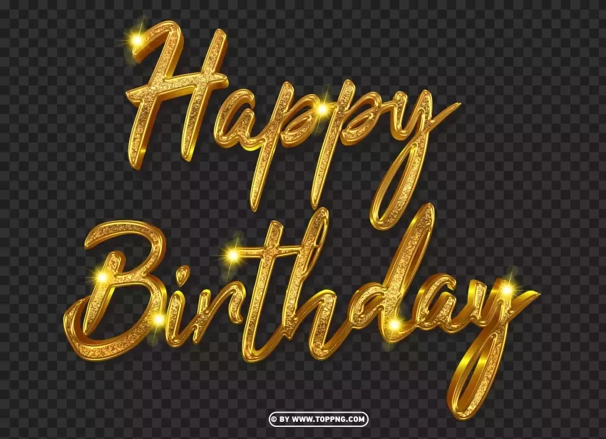 Free Happy Birthday PNG Images with Gold Text