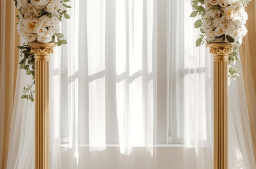 Ethereal White and Gold Floral Wedding Entrance