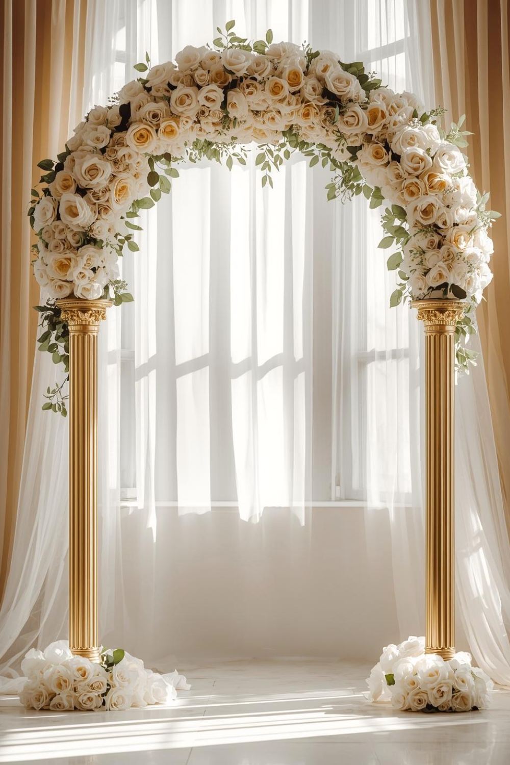 Ethereal White and Gold Floral Wedding Entrance