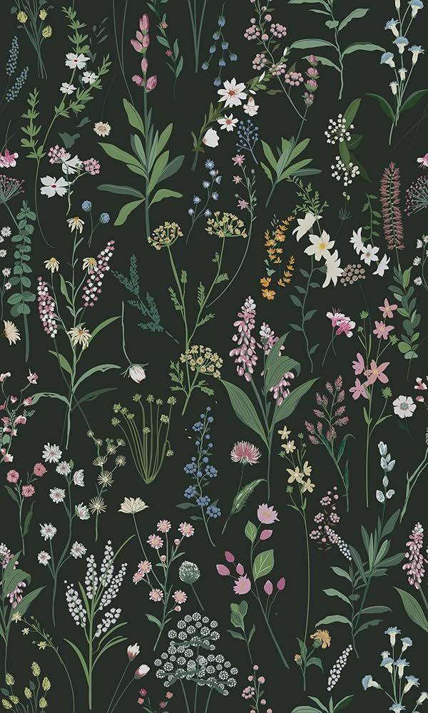 Dark Green Floral Peely Wallpaper — Easy Peel & Stick Drawer Decor