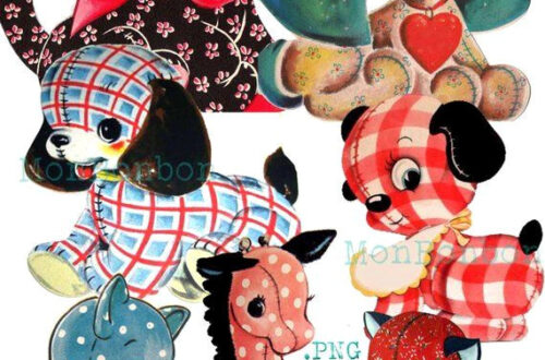 Retro Cutie Stuffed Friends Clip Art Retro Cutie Stuffed Friends Clip Art