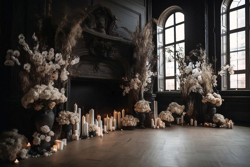 Elegant Maternity Photos with Black & White Florals